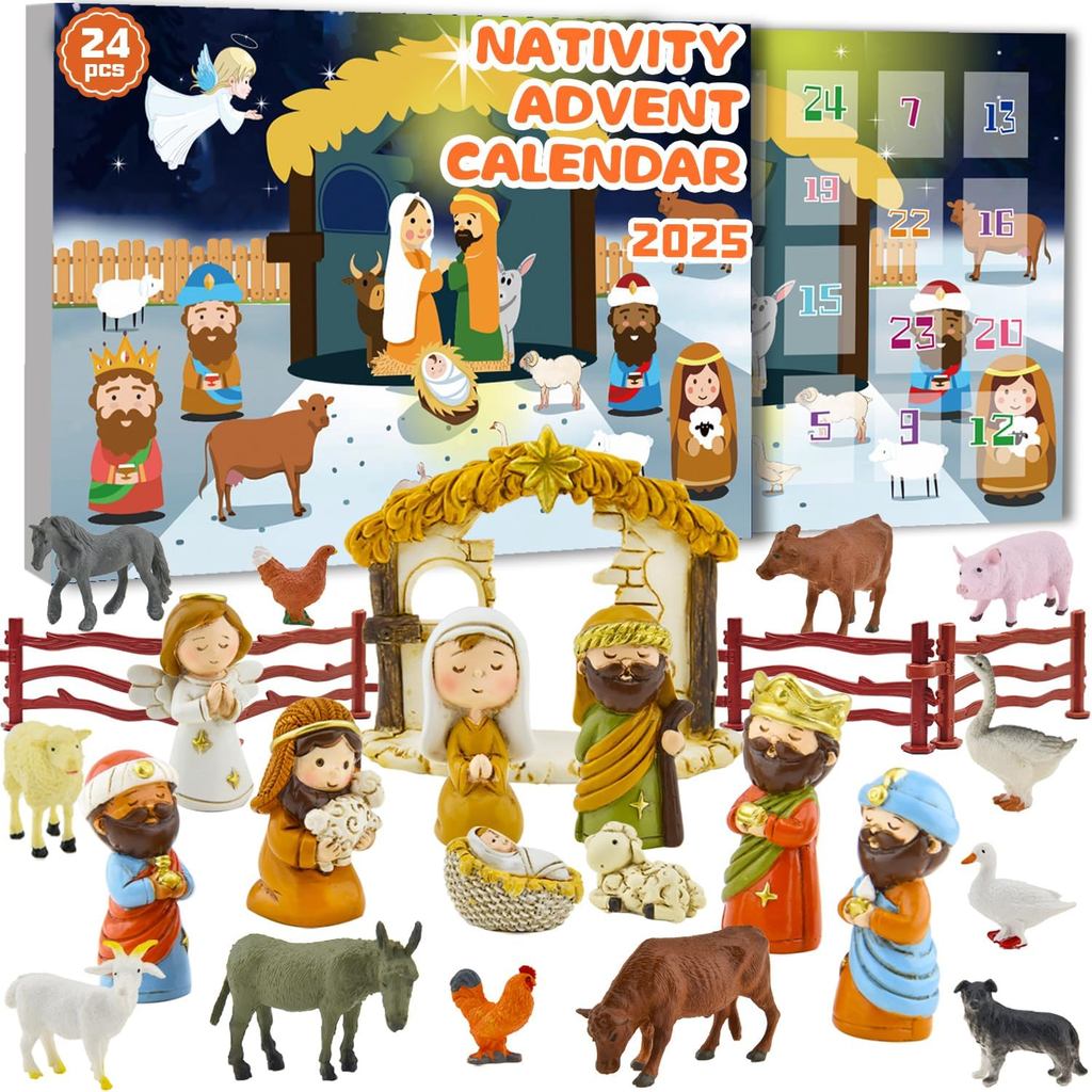 Nativity Advent Calendar, 2025 Nativity Set for Kids, Christmas Advent ...