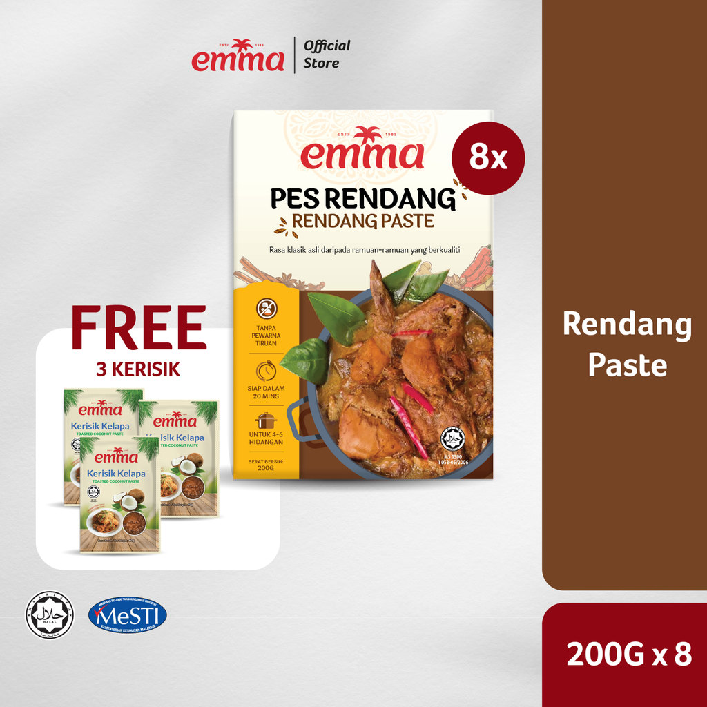 8pkt PES RENDANG AYAM DAGING RENDANG PASTE EMMA 200g Cooking | Shopee ...