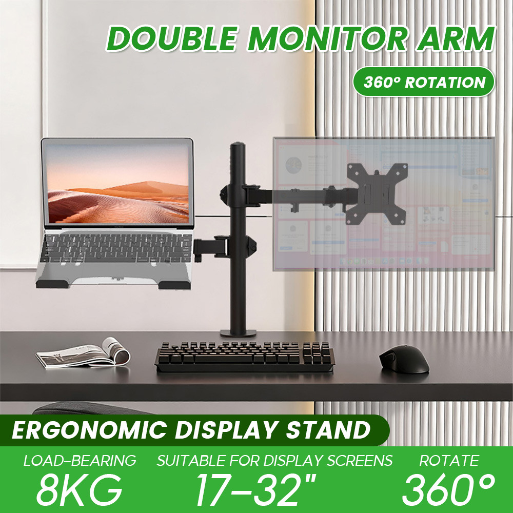 13-27 Inch Multi-Direction Dual Arms Monitor Stand Table Clamping ...