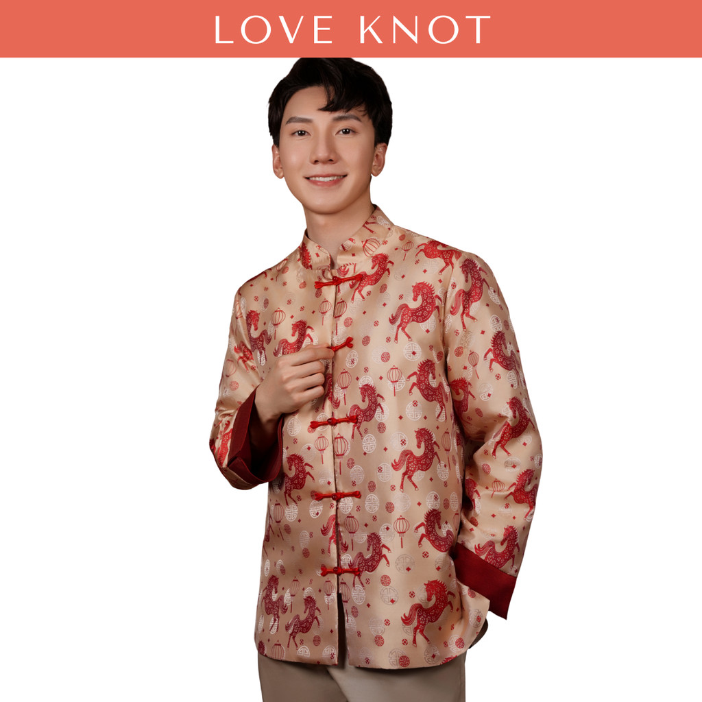 Jun Men’s Imperial Horse Jacquard Samfu Top (Red) | Shopee Malaysia