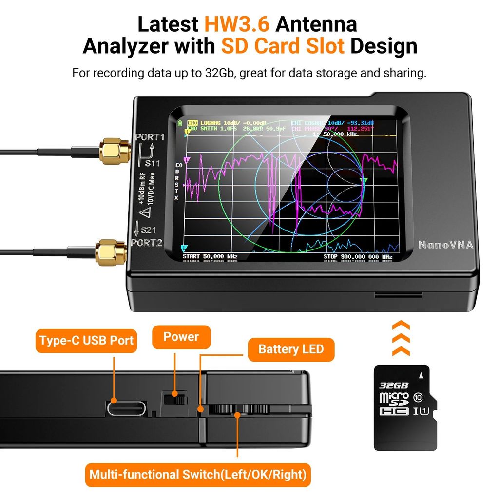 NanoVNA-F Spektrumanalysator 10 KHz–1,5 GHz – Vektornetzwerkanalysator Mit 4,3-Zoll-IPS, Metallgehäuse