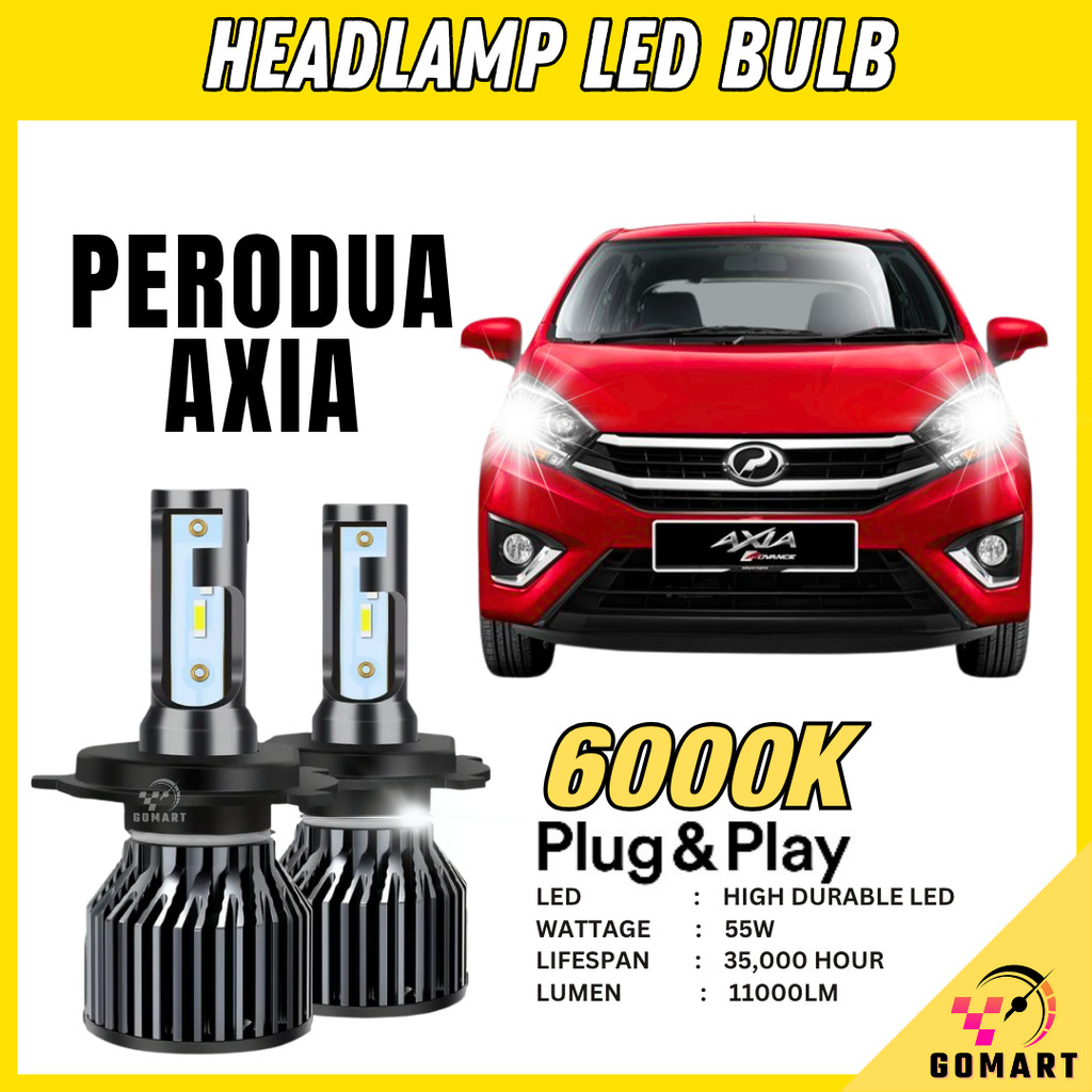 Lampu Depan Besar Perodua Axia LED Headlamp Headlight Bulb HID 6000k ...