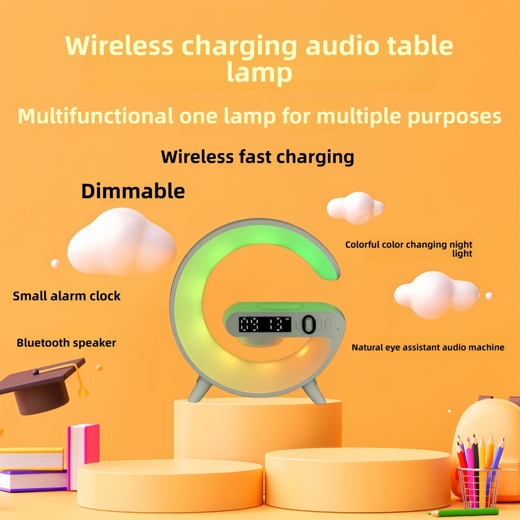 4in1 LED Atmosphere Light RGB Wireless Charger Bluetooth Speaker Table ...