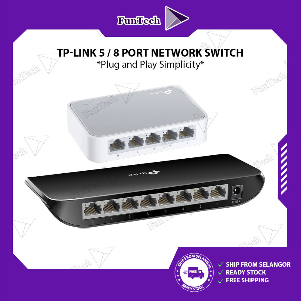 FunTech TP-Link TL-SF1005D 5-Port / TL-SG1008D 8-Port Plug and Play ...