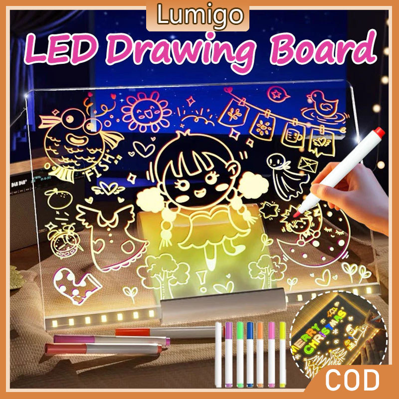 LED Note Board Luminous Writing Board Message Board DIY Erasable ...