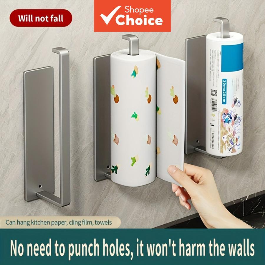 Kitchen Plastic Wrap Storage Rack Household Perforation-Free Toilet ...