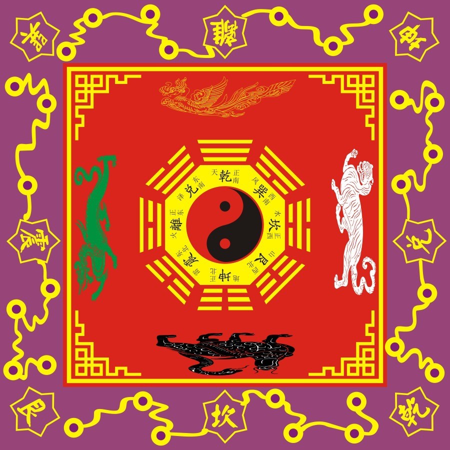 八卦图案地毯方形罡毯太极八卦地毯印花图案地毯地垫佛堂坐垫Eight Diagrams Pattern Carpet Square Gang ...