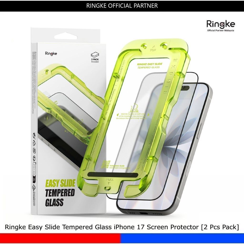 Ringke Easy Slide Tempered Glass iPhone 17 Screen Protector [2 Pcs Pack ...