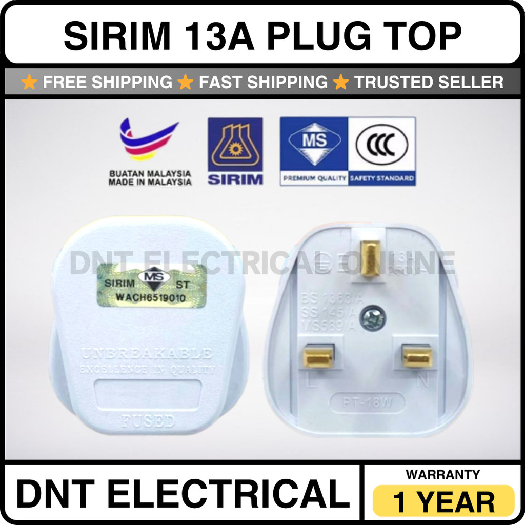 [SIRIM] Pure Copper White 13A 3 Pin Plug Top / 3Pin Approved Uk Plug ...
