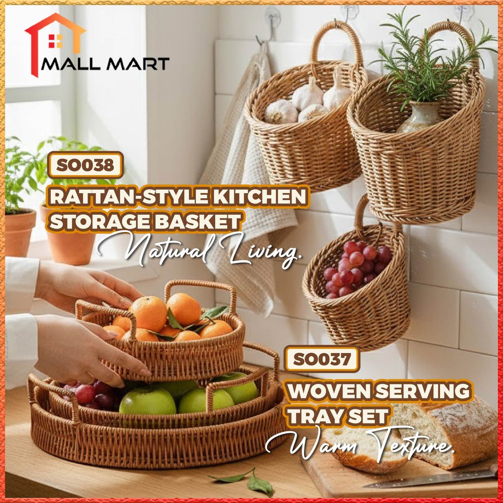 MM Set Talam & Bakul Anyaman Gaya Rotan Untuk Buah Snek Dapur Rattan ...