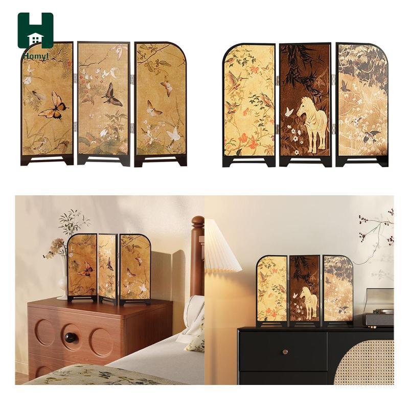 Homyl Mini Folding Screen Ornamental Divider Partition Traditional ...