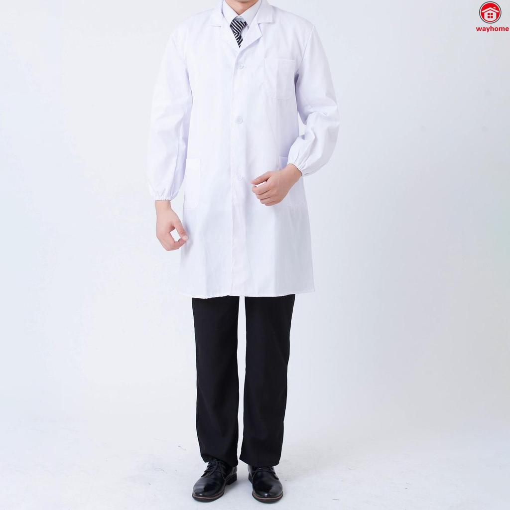 Medical Student White Lab Coat with Elastic Cuffs Skin-friendly Design