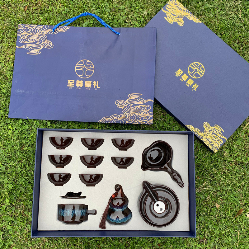 Creative Full Flower Graphene Semi-Automatic Tea Set Time to Run Set ...