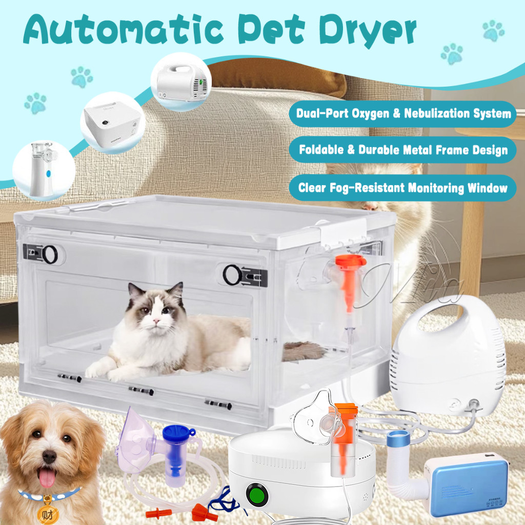 Pet Nebulizer Machine Pet Cat Atomization Box Oxygen Cage Pets Portable ...