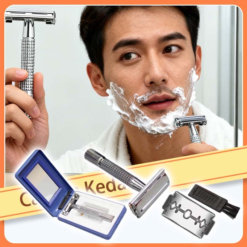 Men Shaving Razor Stainless Steel Double Edge Safety With Travel Case ...