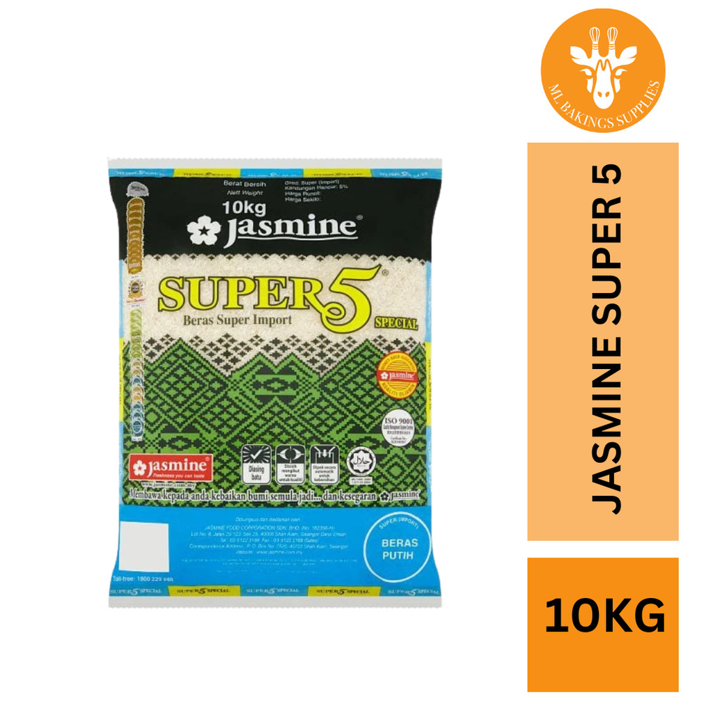 [READY STOCK] 100% ORIGINAL Jasmine Super 5 Import Rice 10KG | Shopee ...