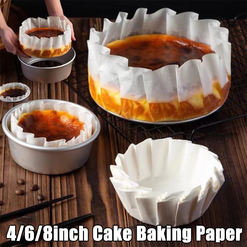 4/6/8inch 50PCS Basques Cake Baking Paper Disposable Grease Proof Paper ...
