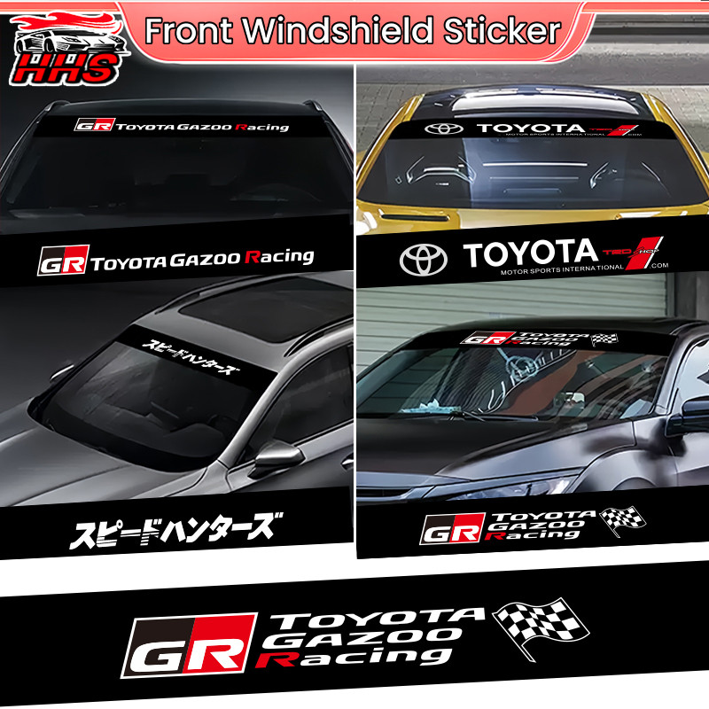 Toyota GR Car Front Windshield Sticker Sunshade Black Decorative Pull ...
