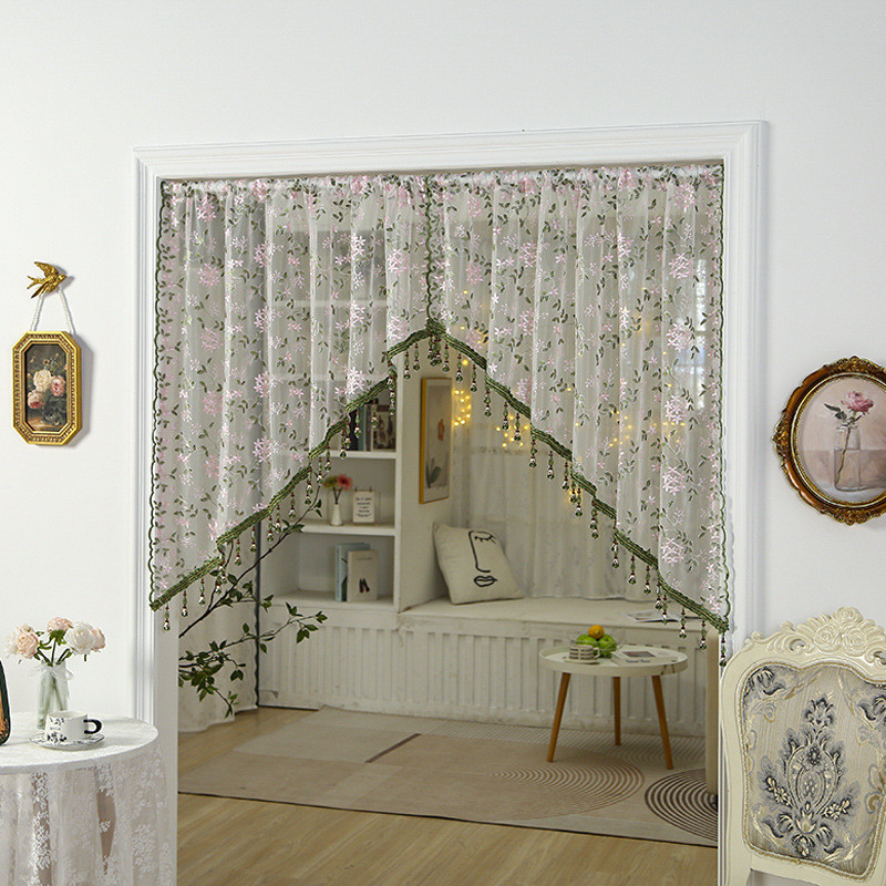French Retro Door Curtain Partition Perforation-Free Half Curtain ...