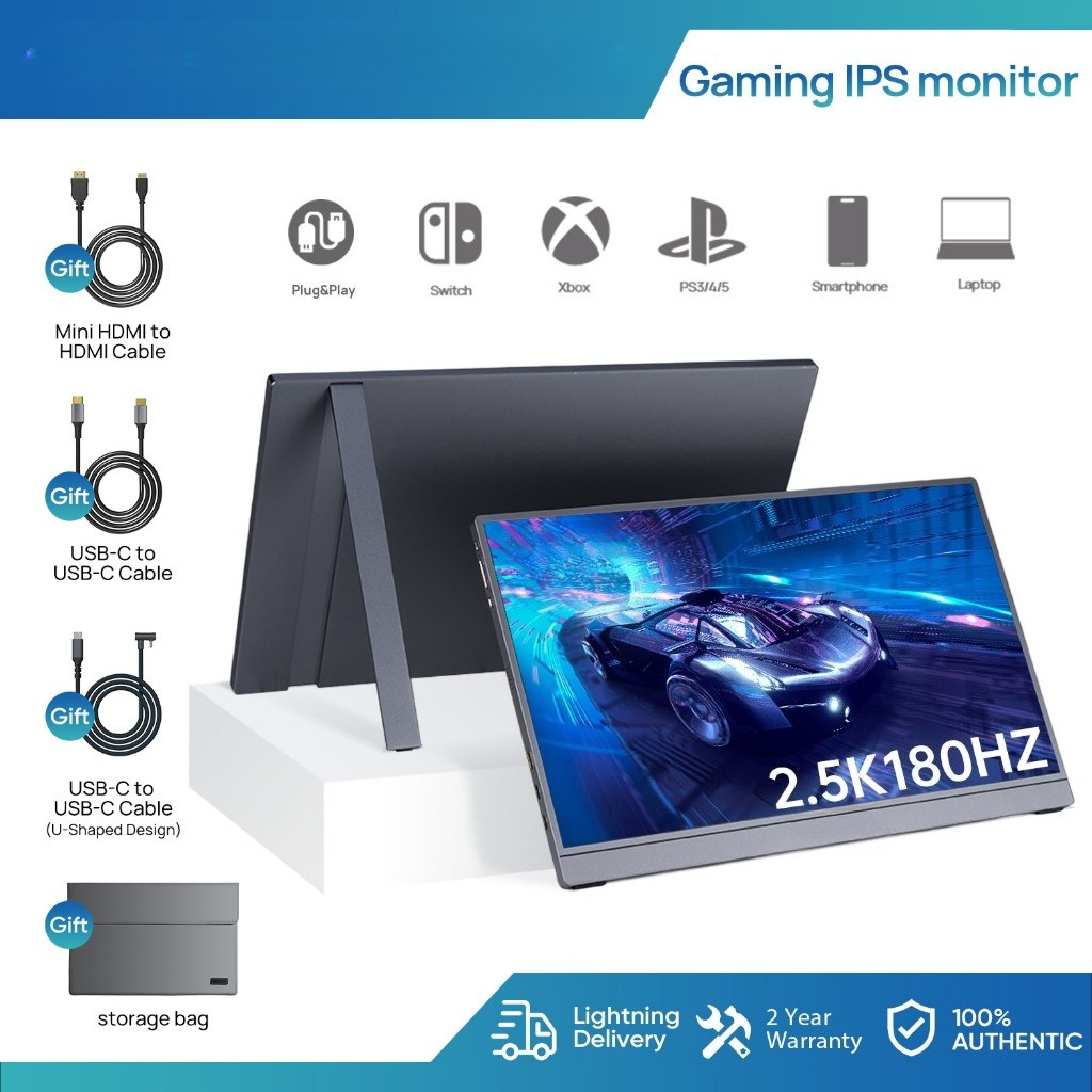 16.1'' 180Hz Portable Monitor-Z3FC Gray, 107% sRGB 2.5K Kickstand ...