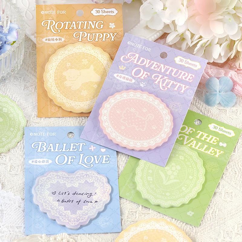 Cdaily|30 Sheets in Lace Waltz Sticky Notes Retro Lace Flower Frame ...