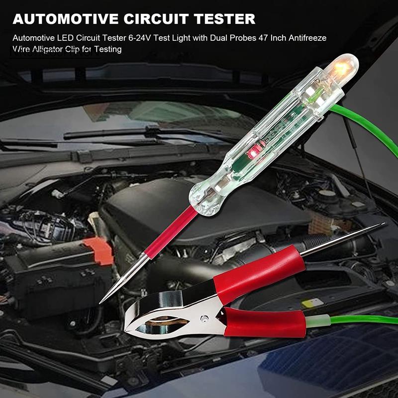 Automotive LED Circuit Tester 6-24V Test Light with Dual Probes 47 Inch ...