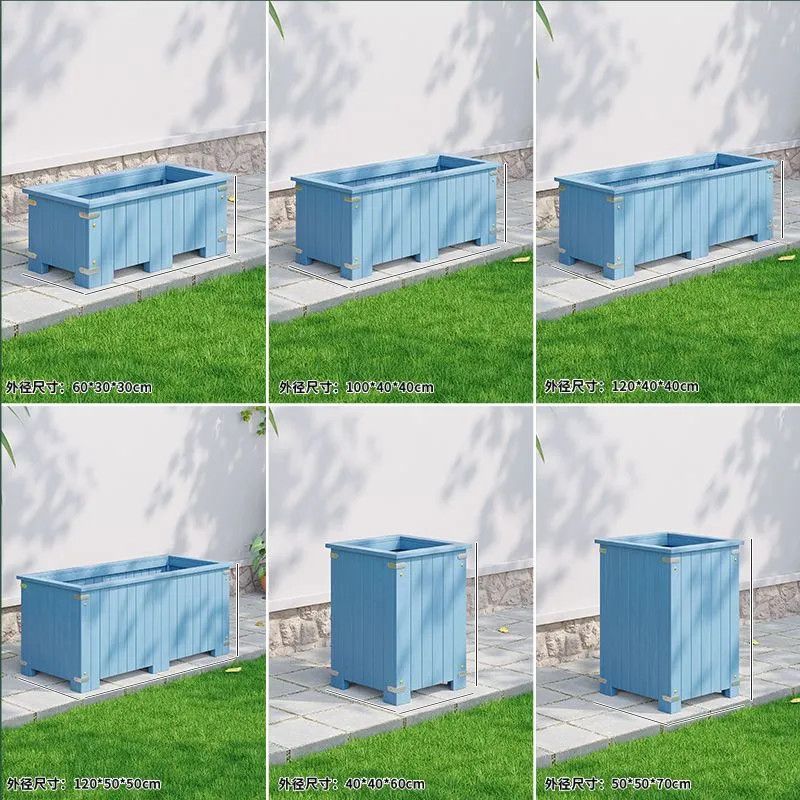 Balcony anticorrosive wood flower box rectangular courtyard flower ...