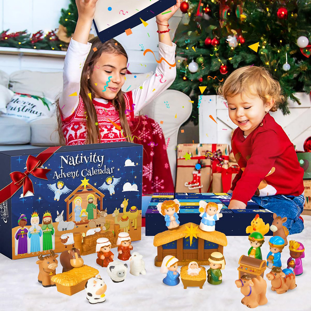 Nativity Christmas Advent Calendar with Nativity Scene Figures Xmas ...