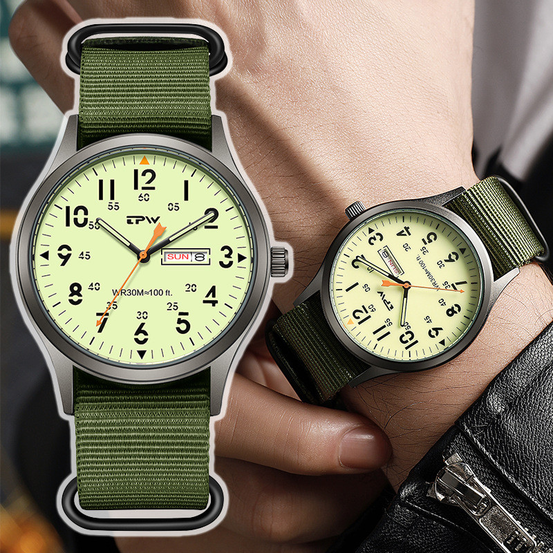 2026 TPW Field Watch Easy Reading Fabric Strap 24 Hours Display Quartz ...
