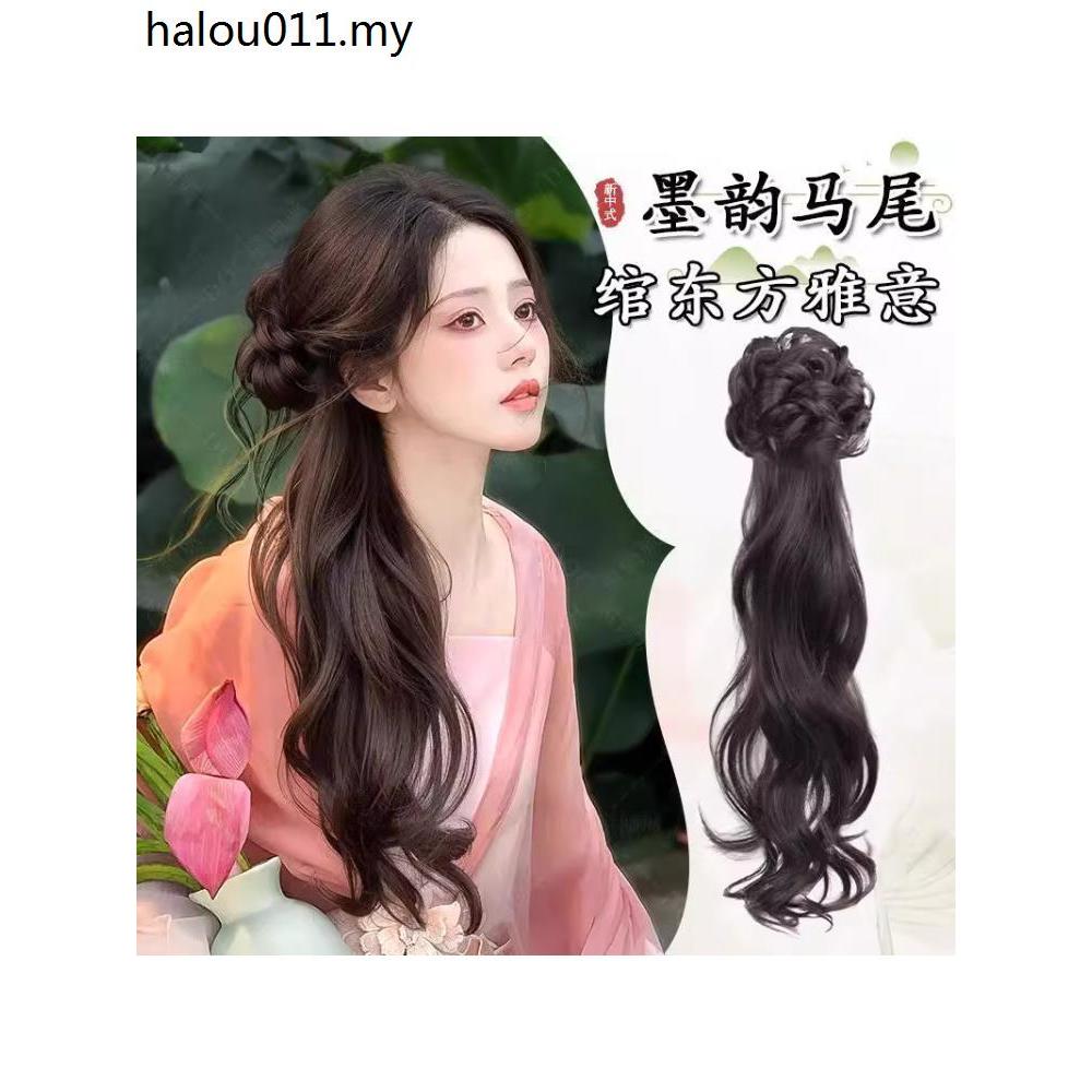 New Chinese Style Flower Bud Wig Braid Ponytail Female Light Chinese ...