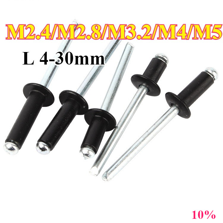 Black Round Head Core Rivets M2.4/M2.8/M3.2/M4/M5 Pull Nails | Shopee ...