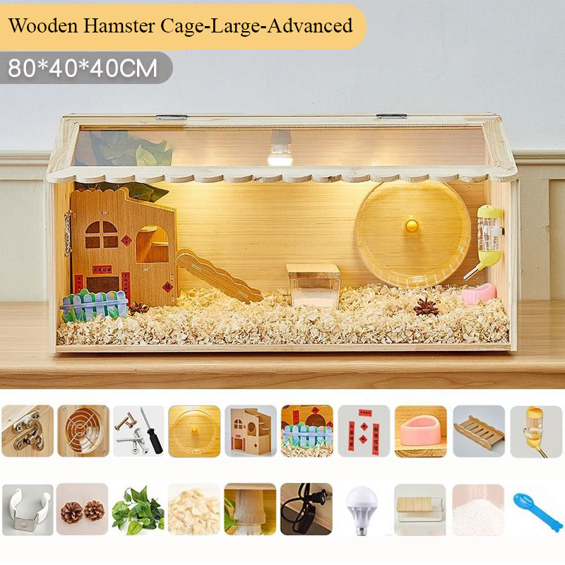 Wooden Hamster Cage Extra-Large Luxury Habitat Cage with Ventilation ...