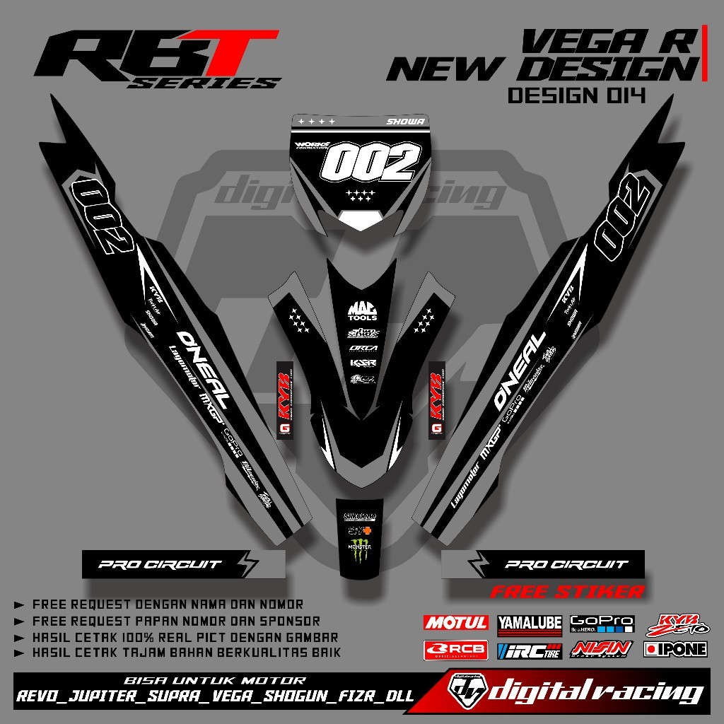 RBT/GTX VEGA R NEW Modified Duck Striping Sticker RBT CODE 014 Latest ...