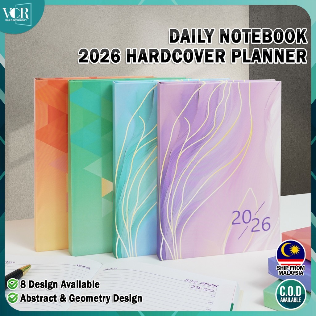 VCR 2026 A5 Daily Planner Diary Notebook Hardcover Abstract & Geometry ...