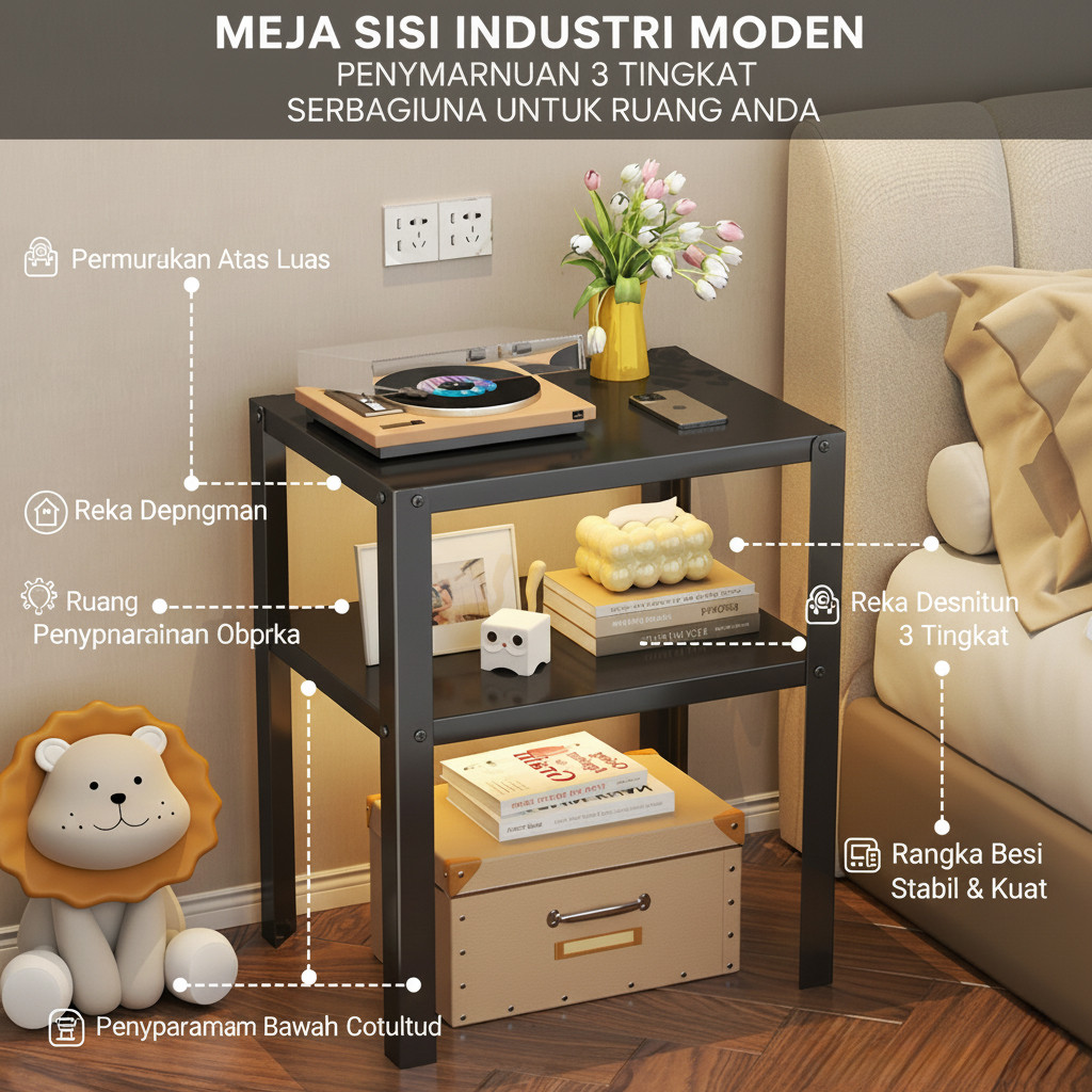 New Small Bedside Storage Floor Rack for Bedroom, Simple Bedside Table ...