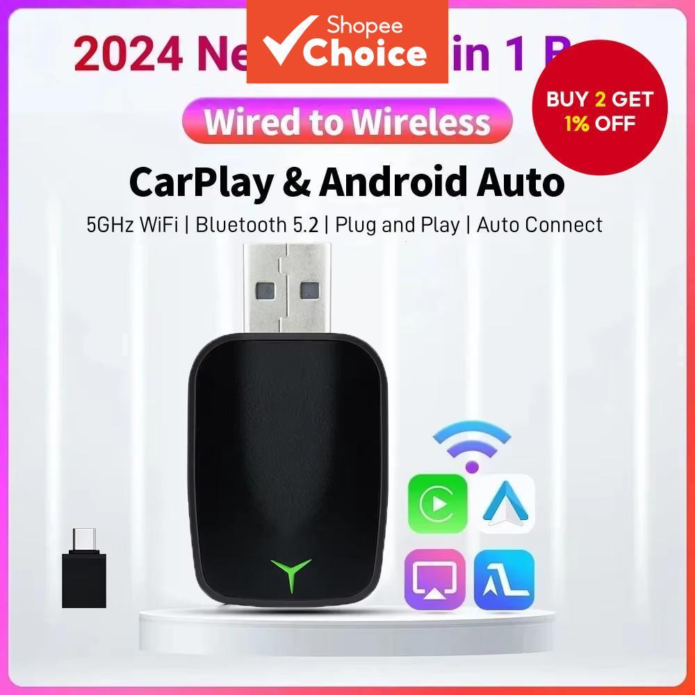 New Wired to Wireless CarPlay Android 2-in-1 Automatic Adapter Car ...