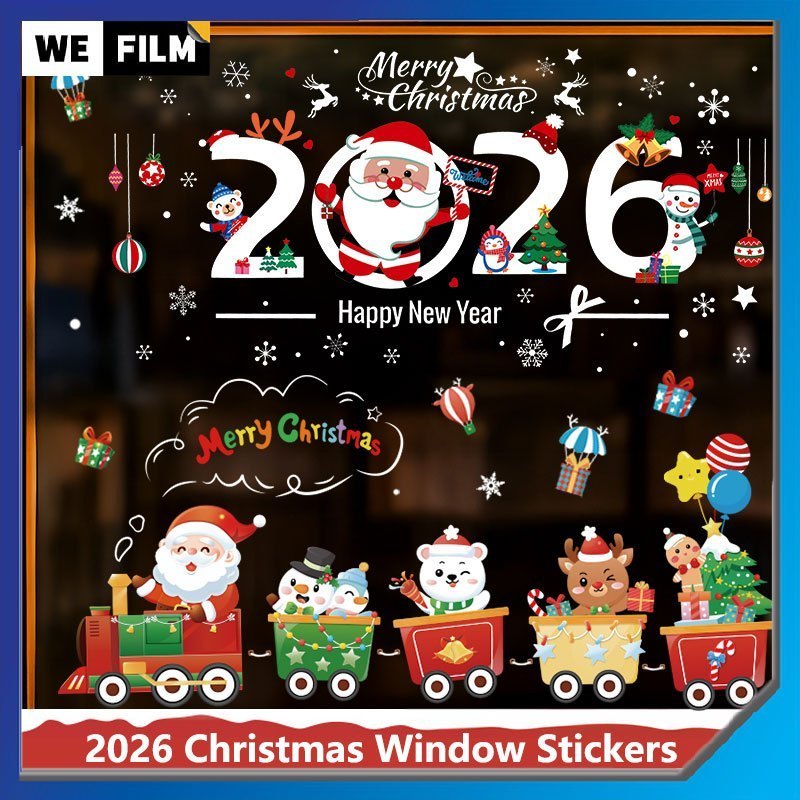 Christmas Sticker 2026 Happy New Year Window Glass Sticker Removable ...
