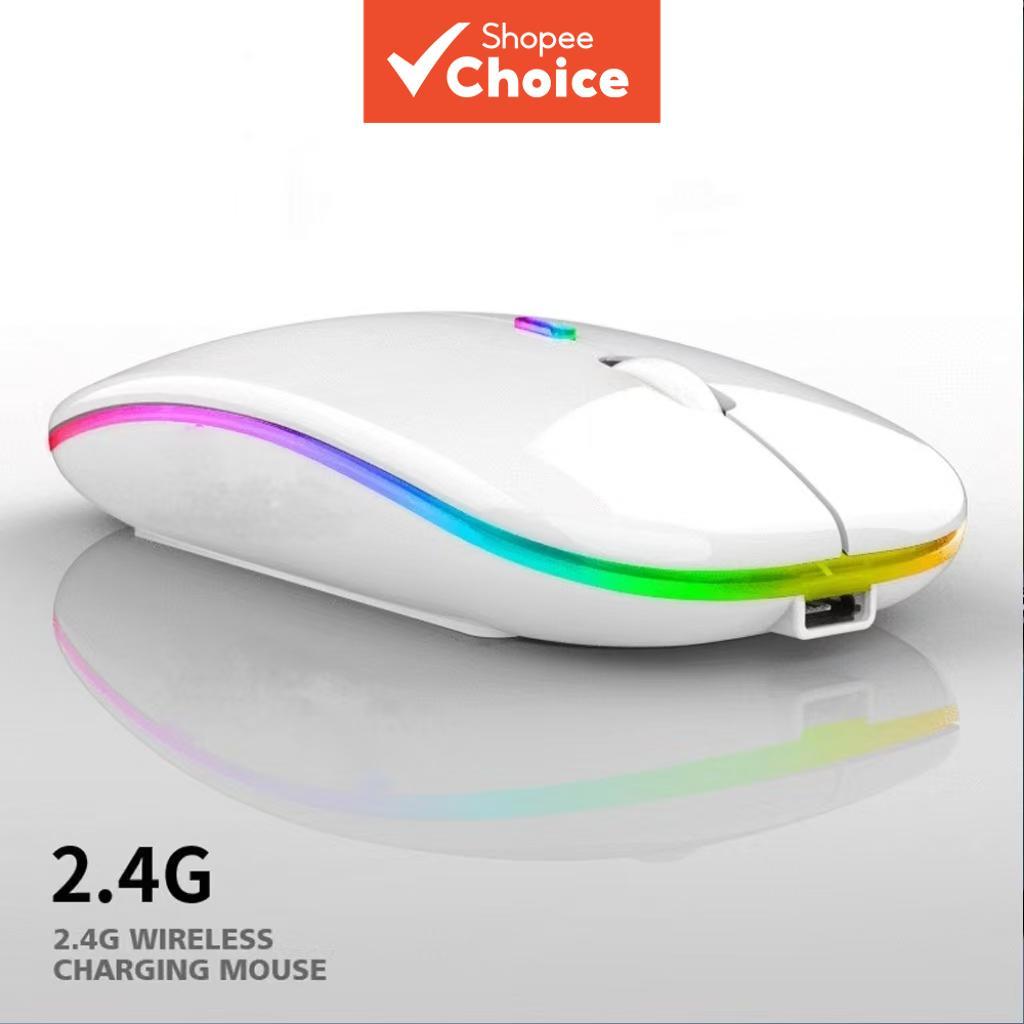 Silent Mouse Wireless Rechargeable 2.4G Bluetooth LED Light Mouse for ...