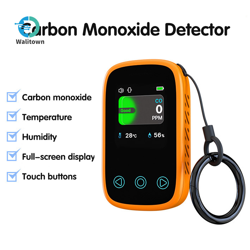 Portable 3-in-1 Air Quality Monitor CO Temperature & Humidity Detector ...