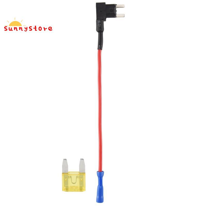 2-Insert Blade Fuse Adapter Voltage Tap For Automotive Fuses - ATT Mini Low Profile With Wire - Black, Red, Blue