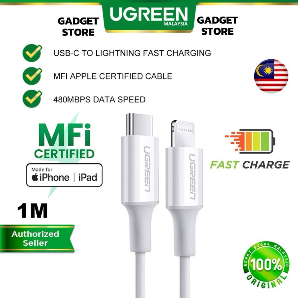 UGREEN MFi USB C To Lightning Cable Apple MFi Certified PD 60W Fast ...
