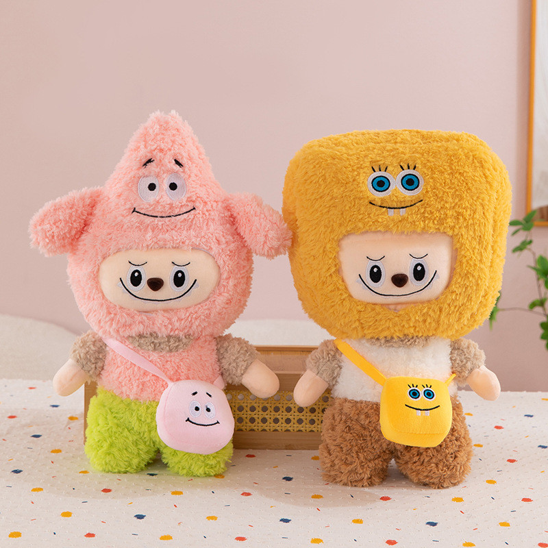 Spongebob SquarePants Pie Star Transformed into Labubu Plush Toy Pop ...