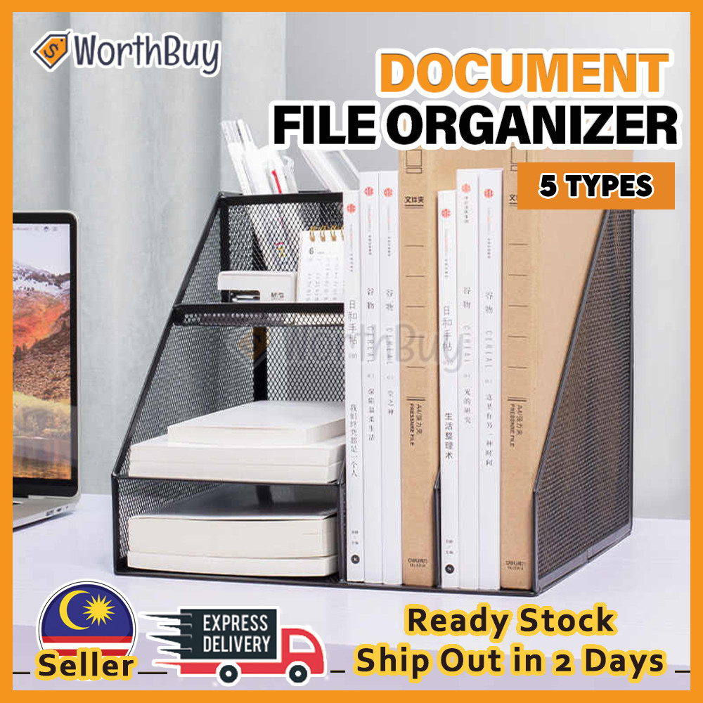 [1PC] Worthbuy Rak Meja Besi Table Document Rack A4 Paper Organizer ...
