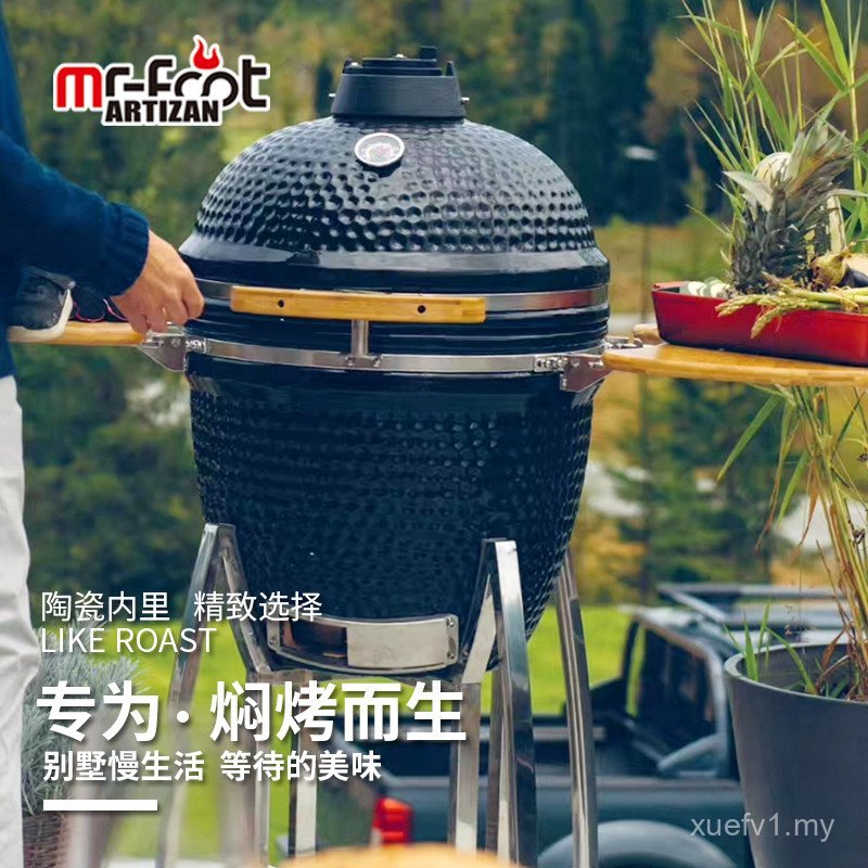 American Classic High-End Besar Hijau Telur Enamel Grill BBQ Arang Isi ...
