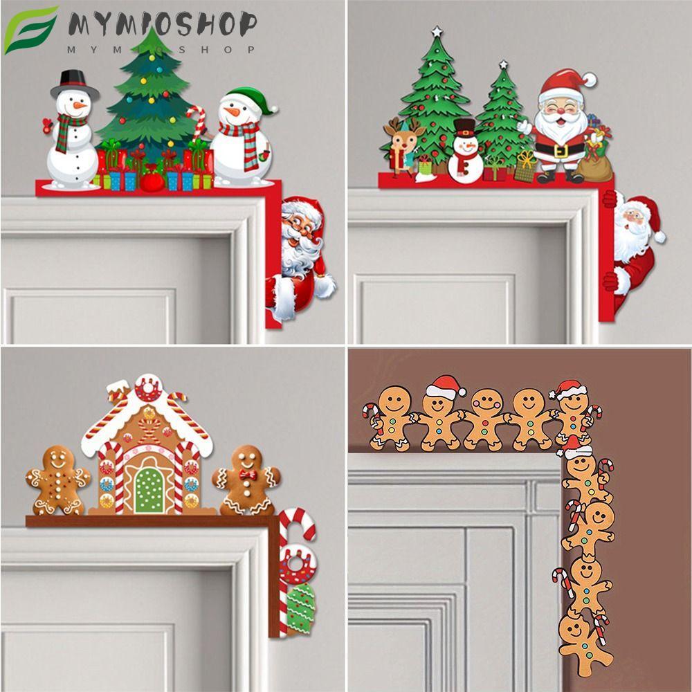MIOSHOP Christmas Decorative Corner Sign, Gingerbread Man Santa Claus ...
