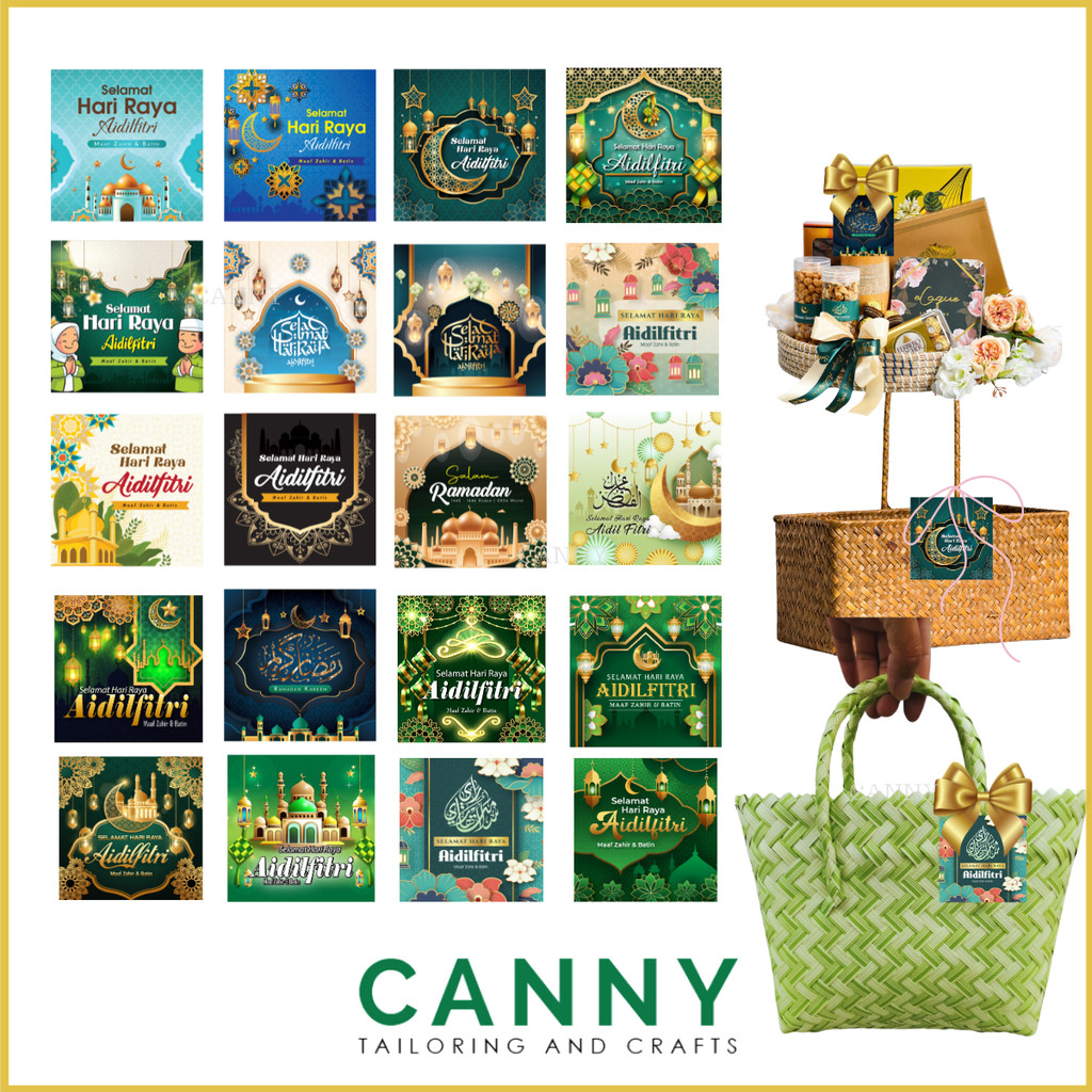 10pcs HARI RAYA KAD UNTUK HAMPER EMPAT SEGI/KAD TAG GIFT BOX / FRONT ...
