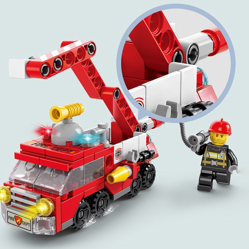 Fire Truck Set 6 IN 1 Building Blocks 3D Model Nano Bricks Educational ...