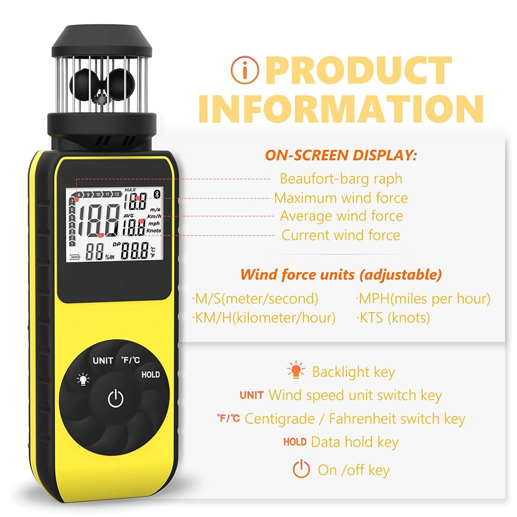 Anemometer Handheld Anemometer Wind Meter Direction for Measuring Wind ...