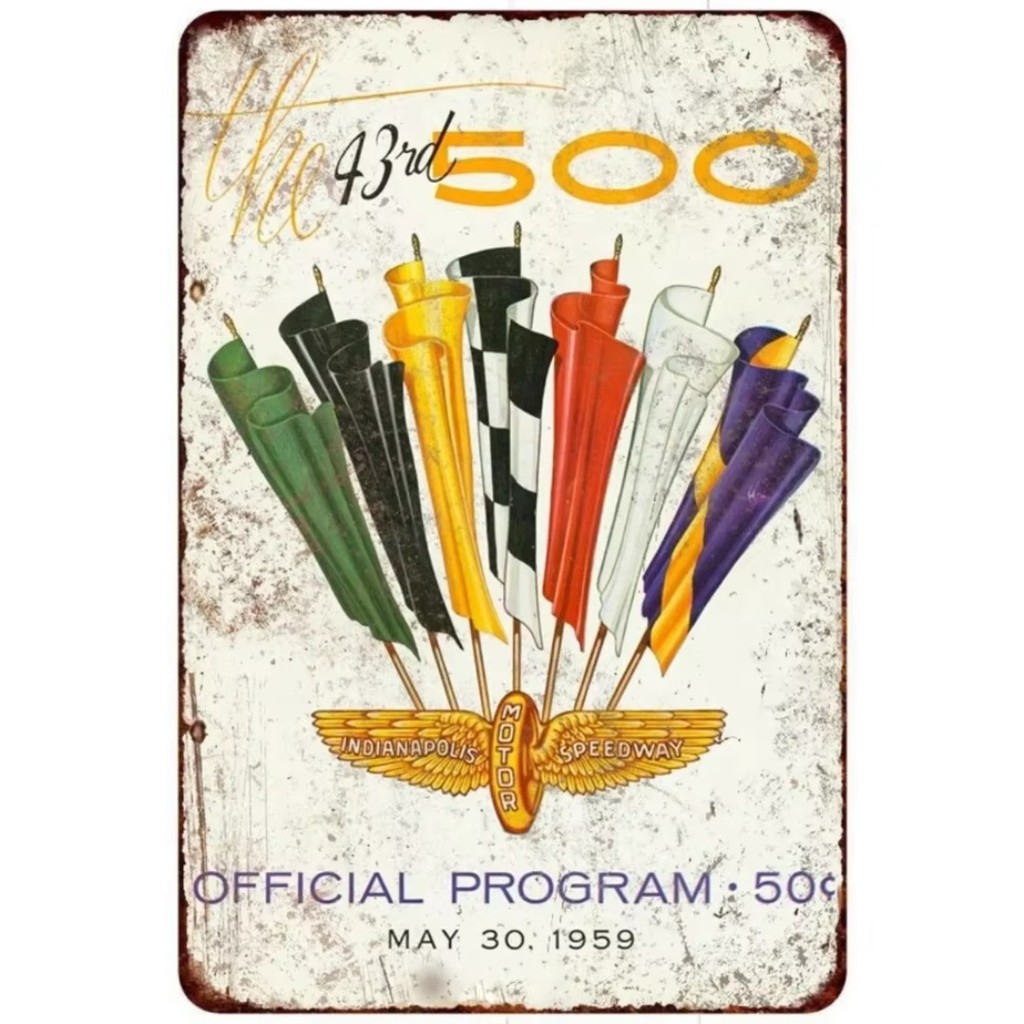 2D Retro Race Glam Vintage 1959 Indianapolis 500 Speedway Metal Tin ...