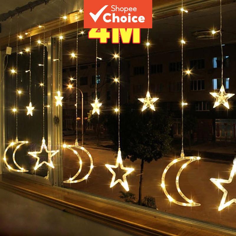 4M 138 LED Eid Moon Curtain Lights Star Fairy Light Twinkle For ...